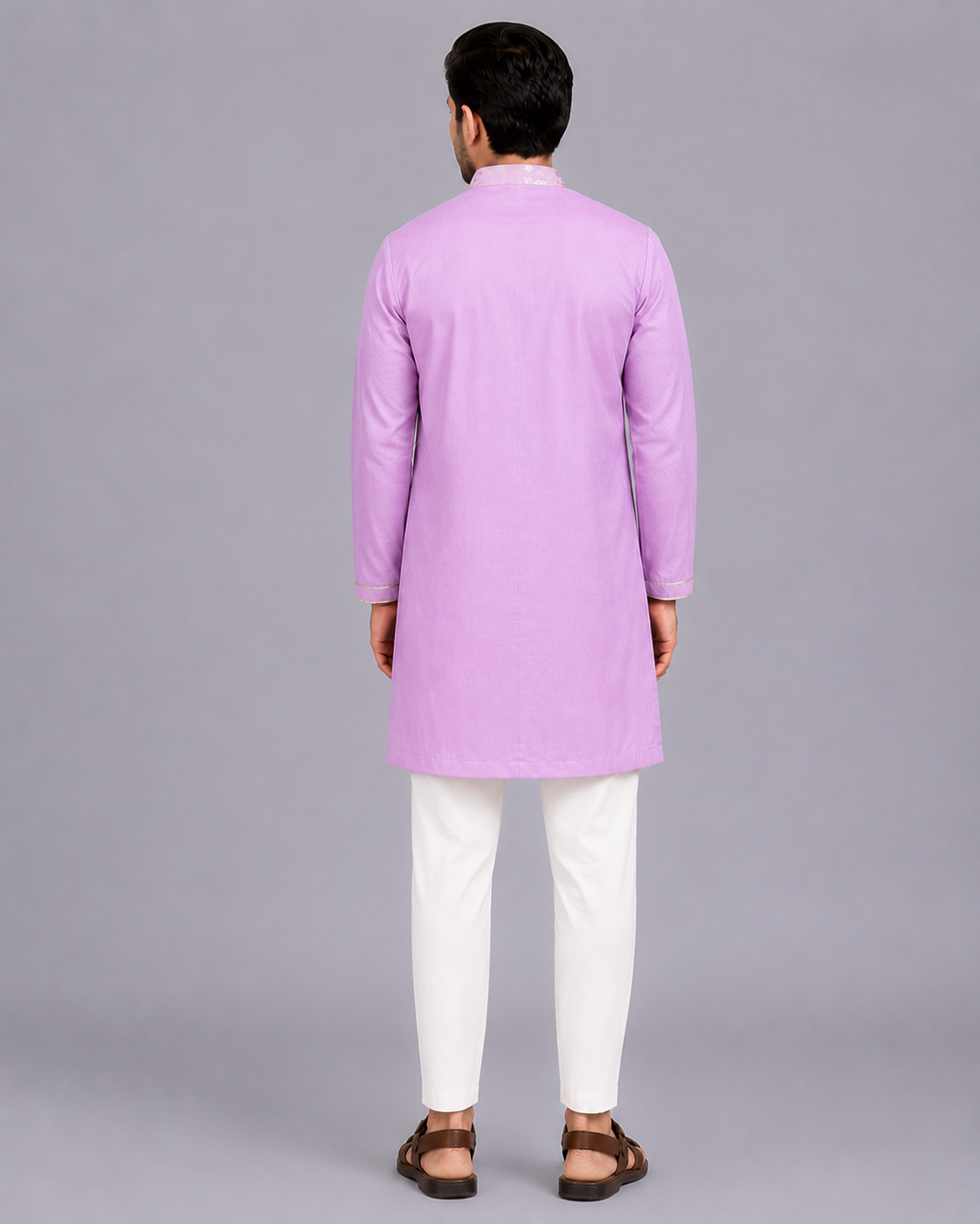 Pastel Purple Kurta Pyjama with Attached Jacket
