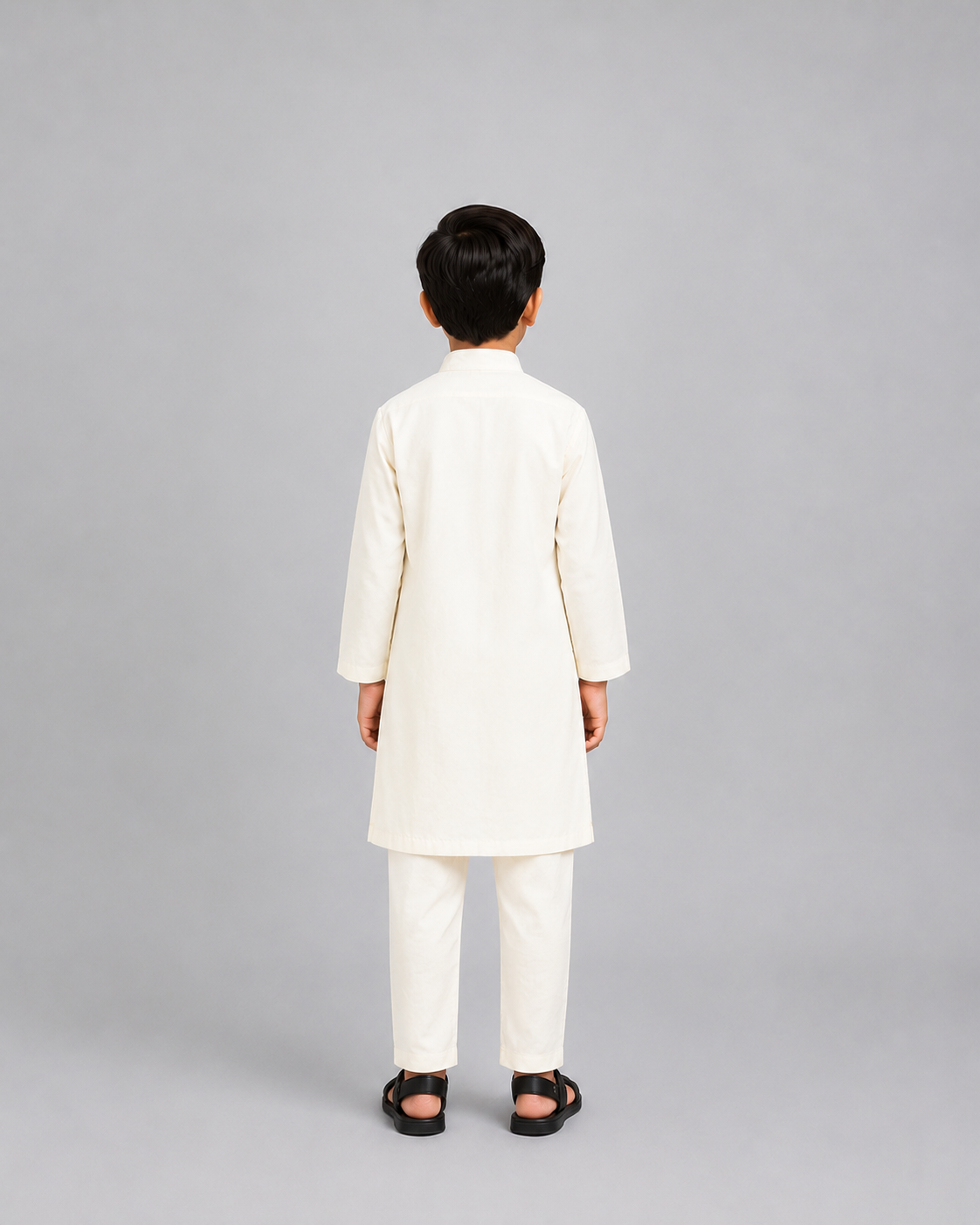 Offwhite kurta pjama with Attached jacket panels
