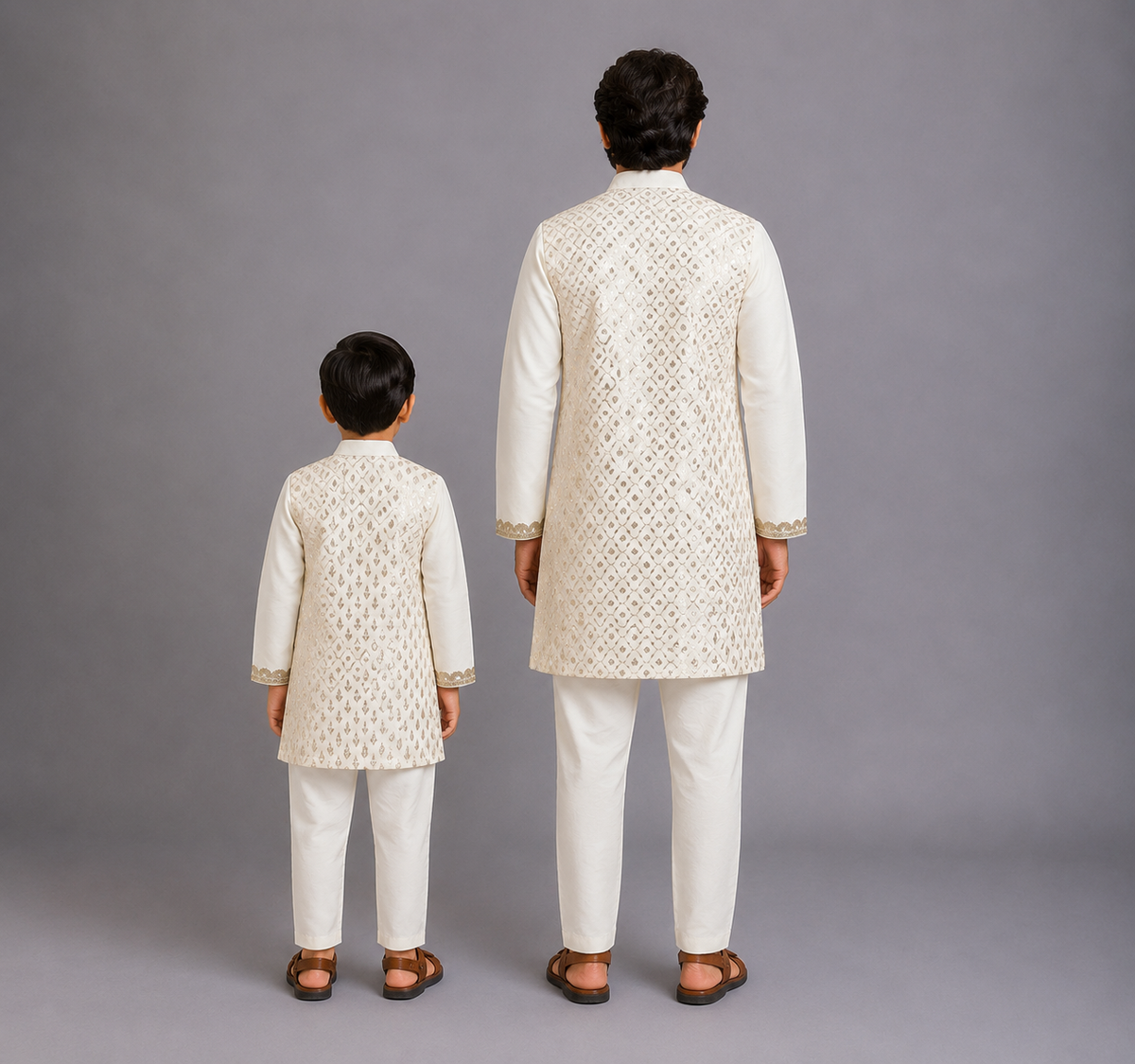 Offwhite Multi Zari paneled kurta Pyjama