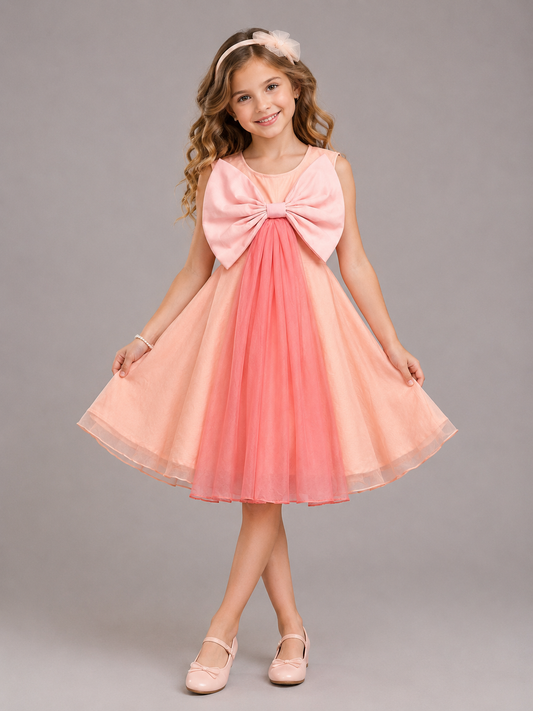 Big Peach Double Shaded Bow Dress
