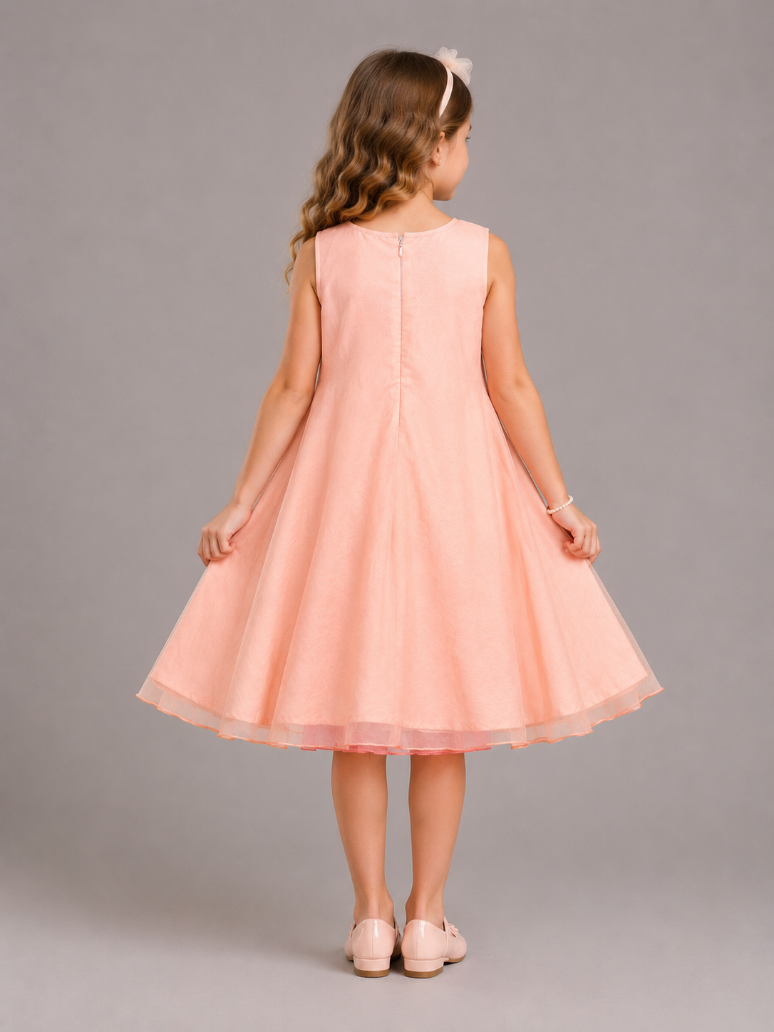 Big Peach Double Shaded Bow Dress