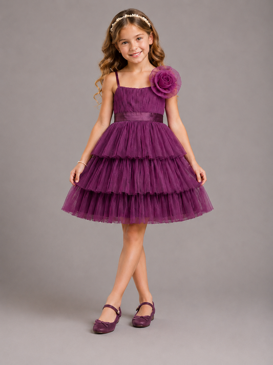 Purple Net Layered Dress