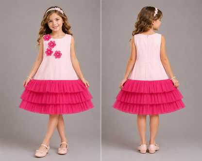 Pink 3D Flower Dress