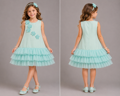 Green 3D Flower Dress