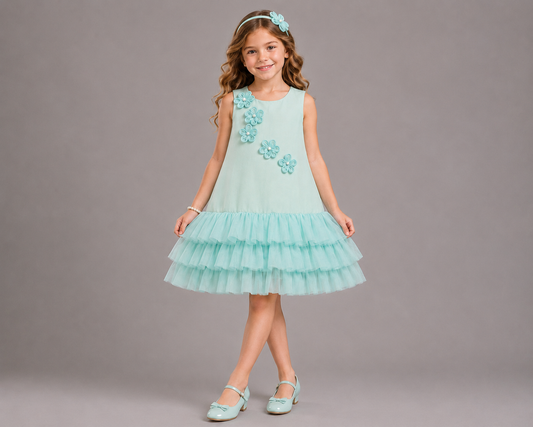 Green 3D Flower Dress