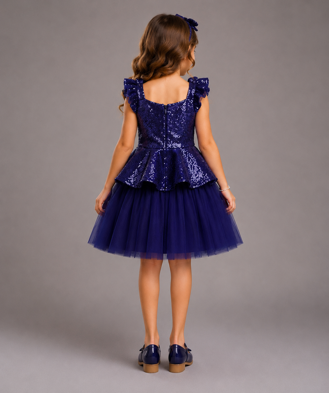 Blue Sequins Peplum Dress