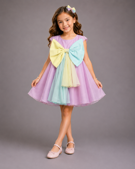 Big Bow Yellow and Blue Dress