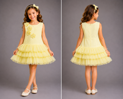 Yellow 3D Flower Dress