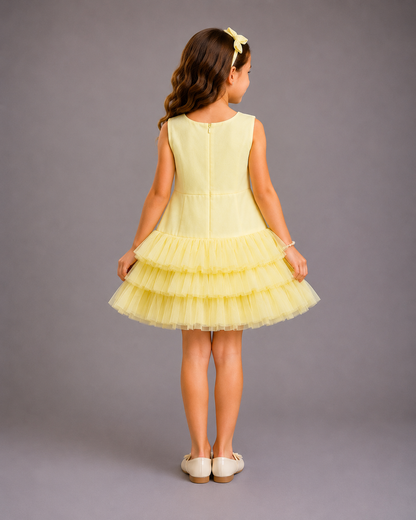 Yellow 3D Flower Dress