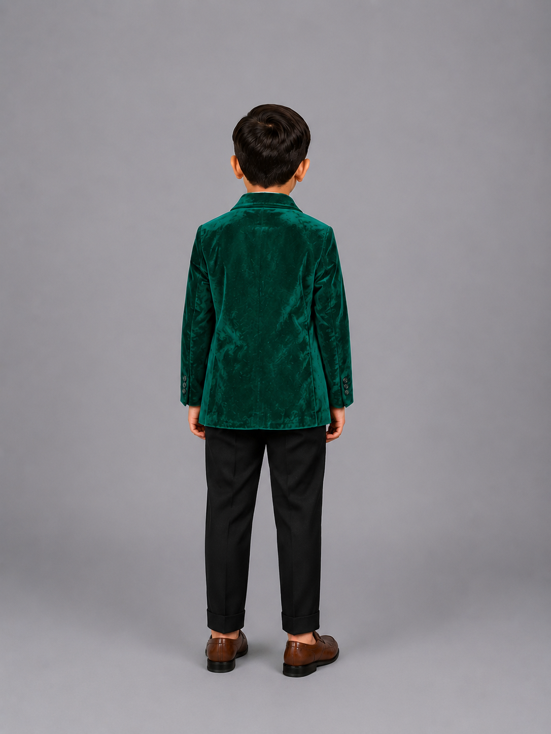 Green Reindeer Embroidered Velvet Blazer