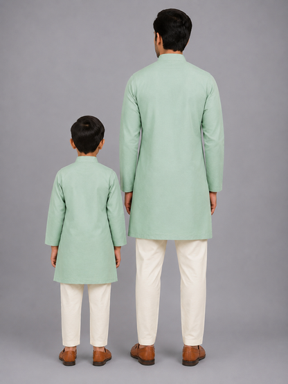 Pastel Green   kurta with Attached Jacket and Pyjama