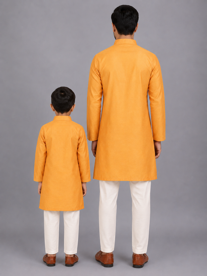 Orange Assymetric zari attached Kurta Pyjama set