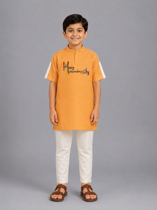 Happy Independence Day Embroidered Kurta Pyjama set