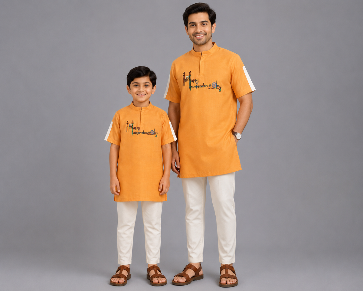 Happy Independence Day Embroidered Kurta Pyjama set
