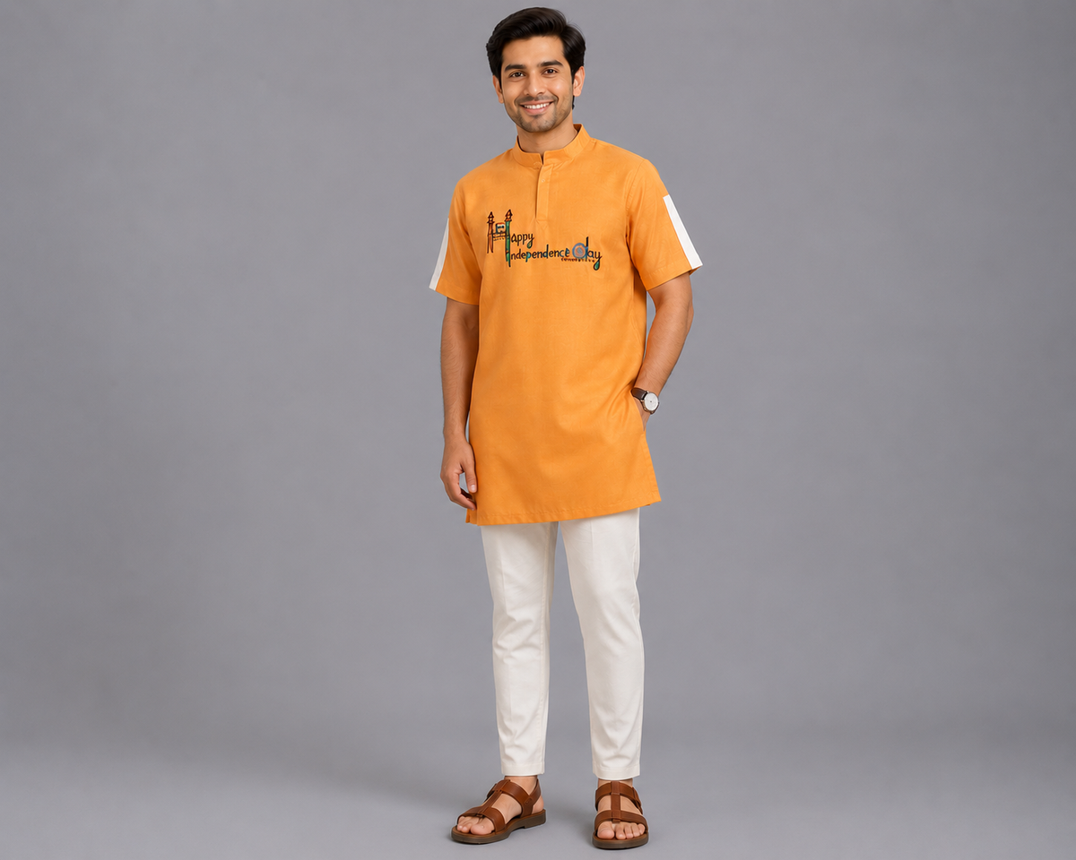 Happy Independence Day Embroidered Kurta Pyjama set