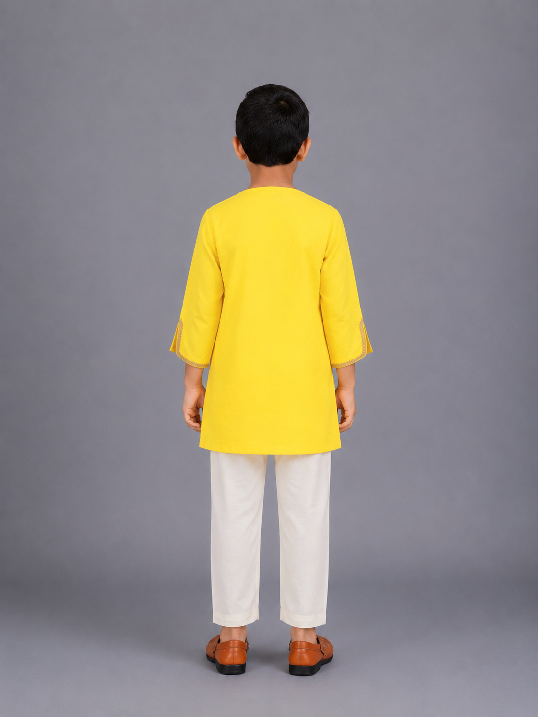 Colorful Yellow Holi Bucket Embroidered  Kurta Pyjama set