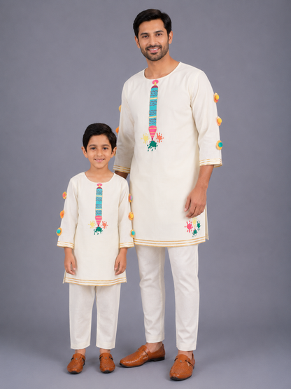 Water Gun Embroidered  Kurta Pyjama set