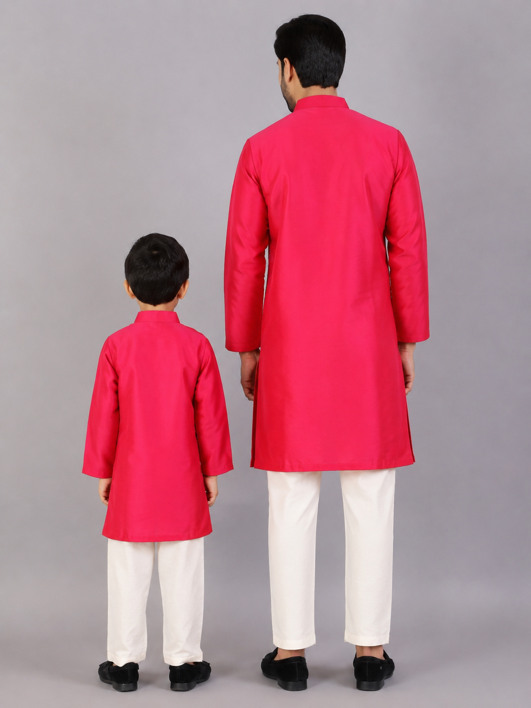 Fuschia Pink  kurta with Attached Jacket and Pyjama