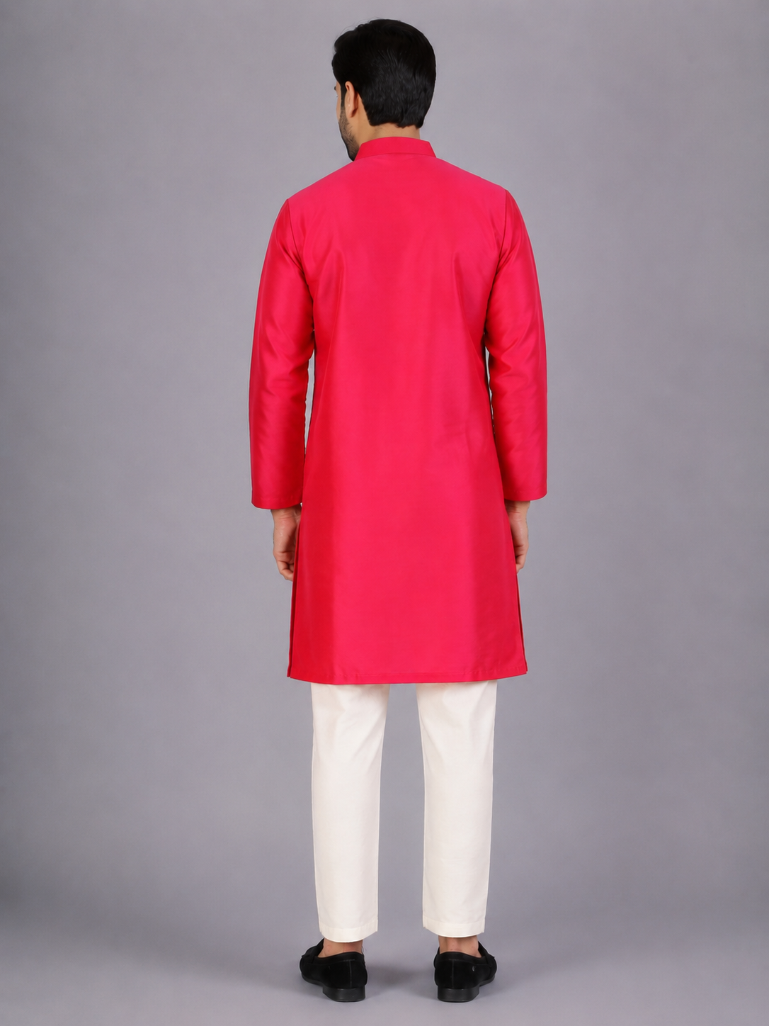 Fuschia Pink  kurta with Attached Jacket and Pyjama