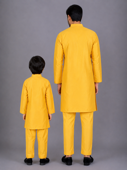Mustard Yellow Silk Bandhgala set