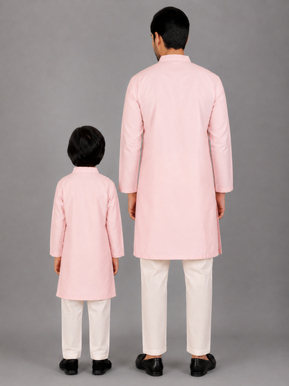 Pastel Pink Kurta with Attached Jacket and Pyjama