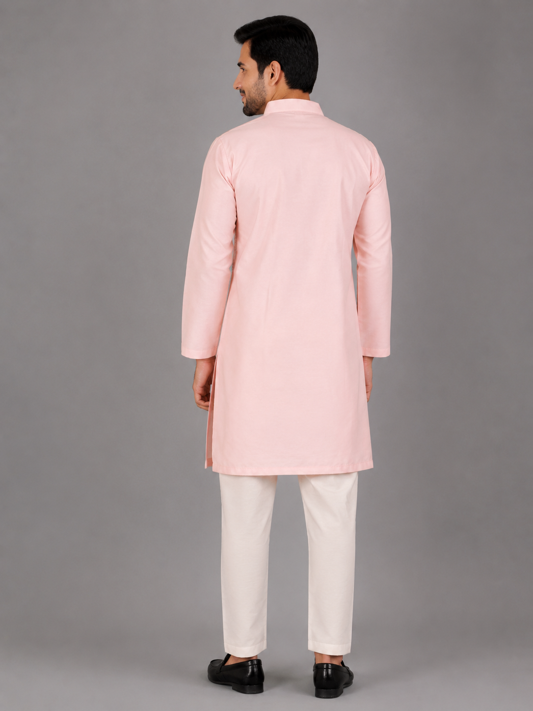 Pastel Pink Kurta with Attached Jacket and Pyjama