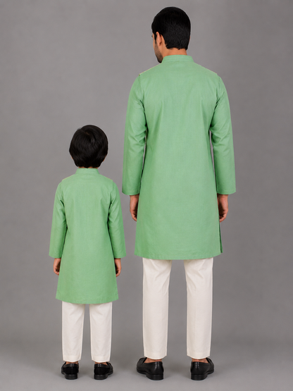 Pastel Green Kurta with Attached Jacket and Pyjama