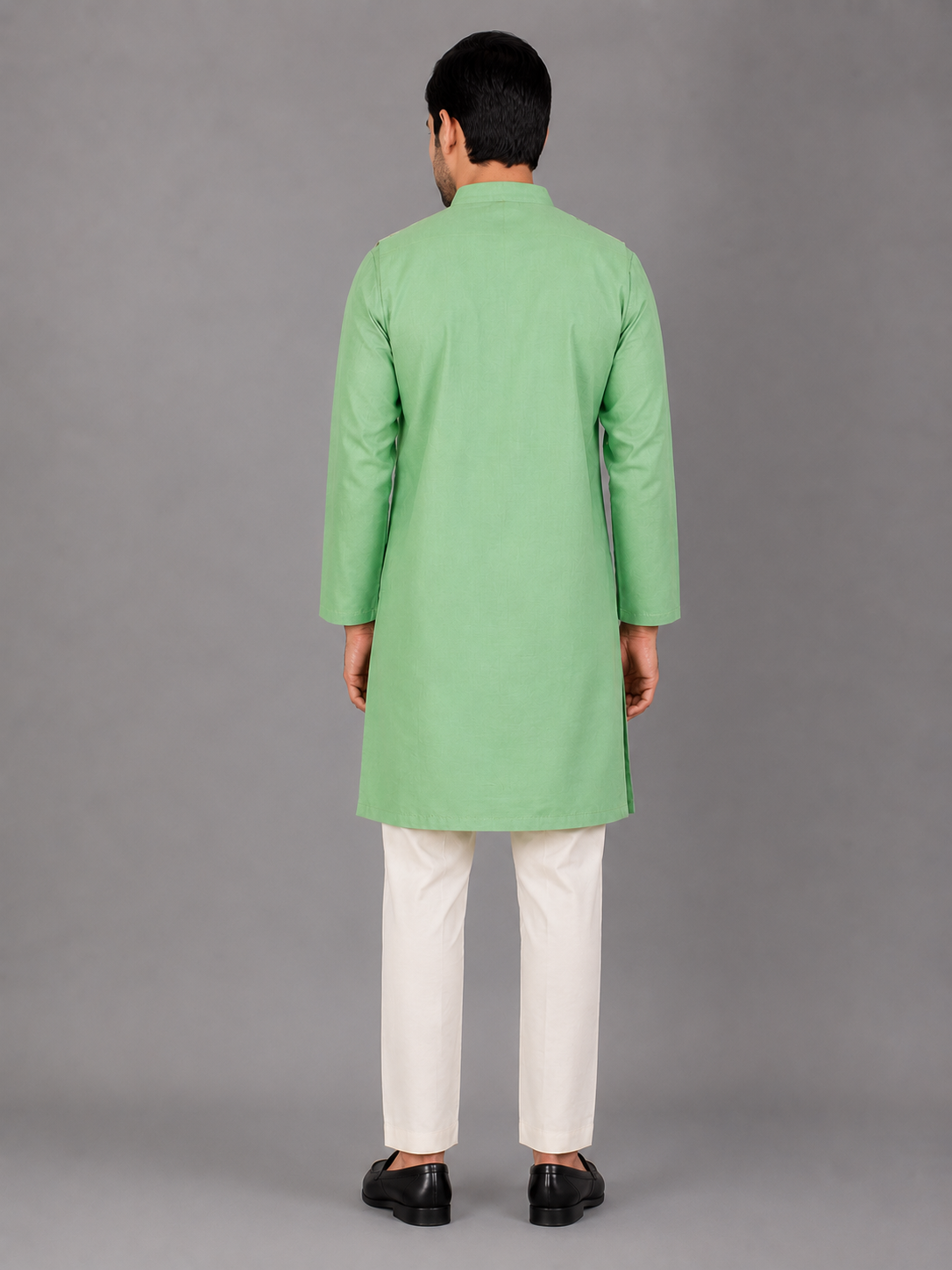 Pastel Green Kurta with Attached Jacket and Pyjama
