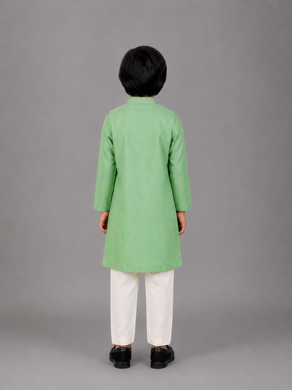 Pastel Green Kurta with Attached Jacket and Pyjama