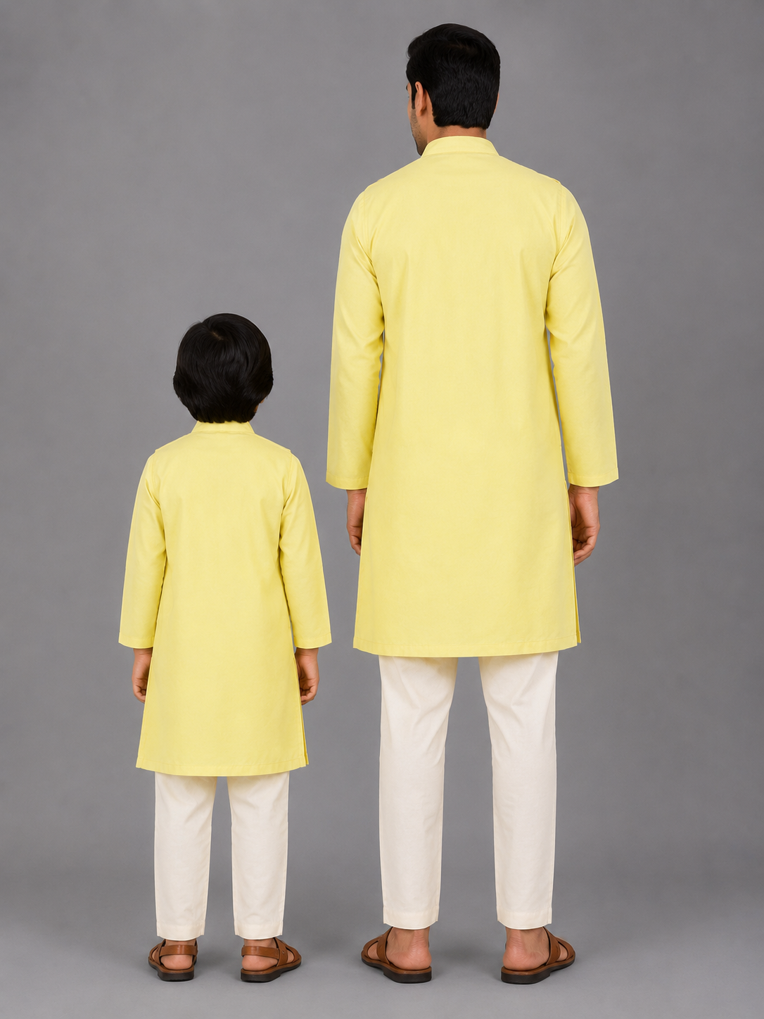 Lime Yellow  kurta with Attached Jacket and Pyjama