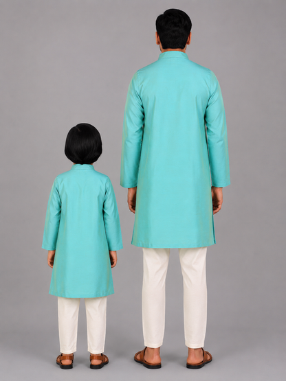 Blue  kurta with Attached Jacket and Pyjama