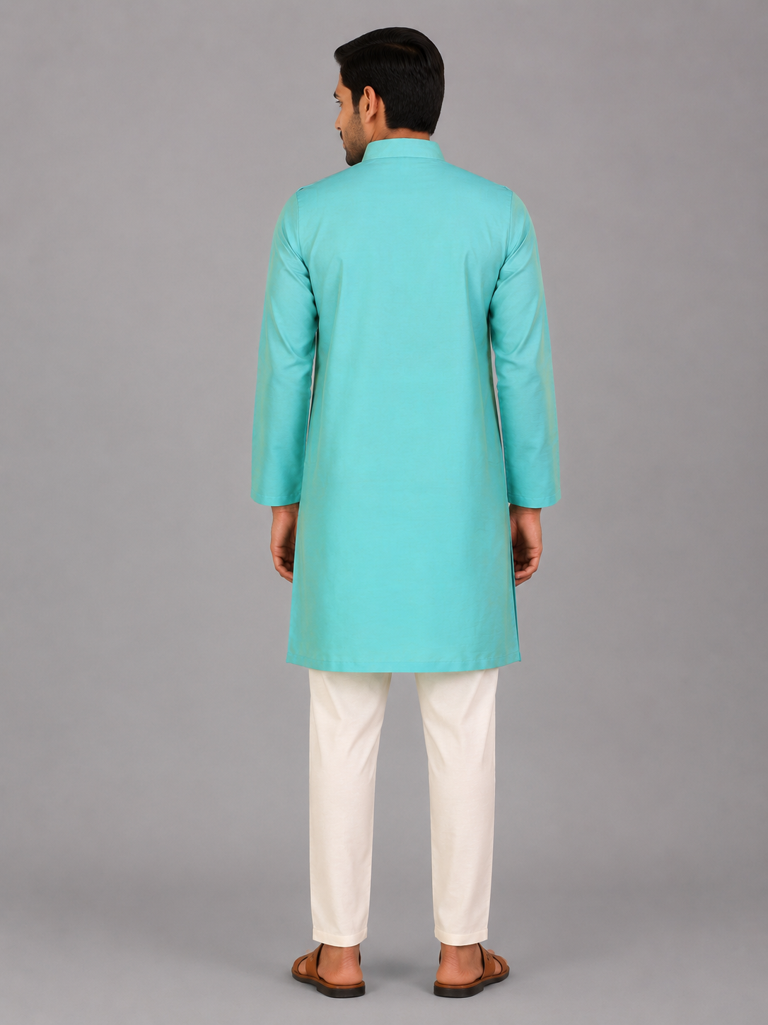 Blue  kurta with Attached Jacket and Pyjama