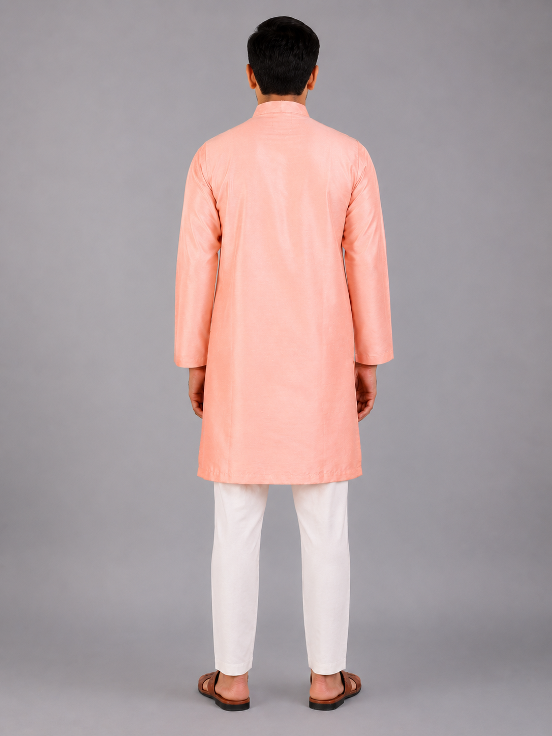Patel Peach  kurta with Attached Jacket and Pyjama