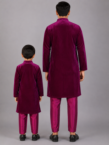 Purple Velvet Bandgala with Pants