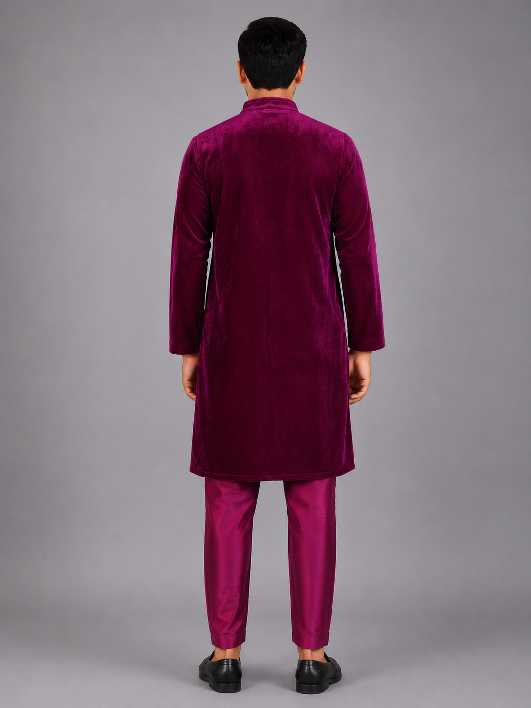 Purple Velvet Bandgala with Pants
