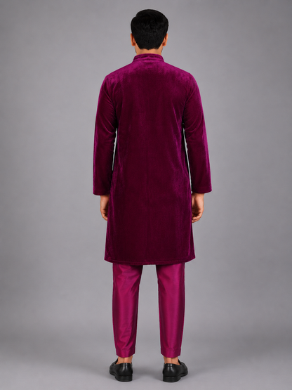 Purple Velvet Bandgala with Pants