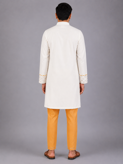 Off white Diwali ornaments Embroidered Kurta Pyjama Set