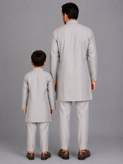 Grey Bandhgala set with trousers