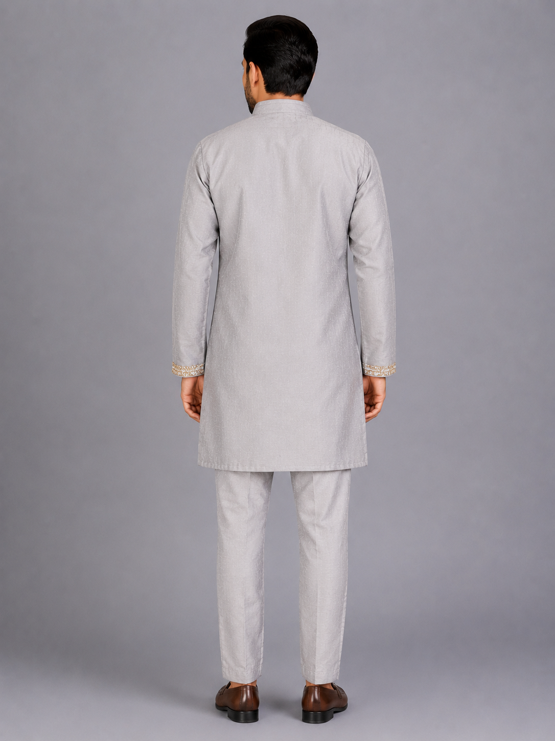 Grey Bandhgala set with trousers