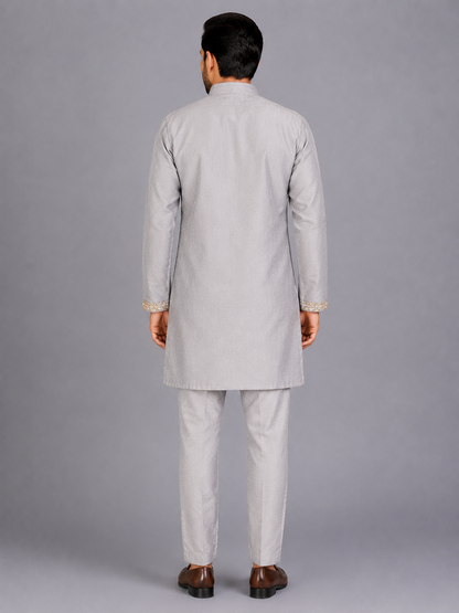Grey Bandhgala set with trousers