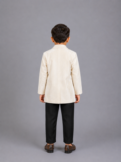 Off white Merry Christmas Embroidered Velvet Blazer