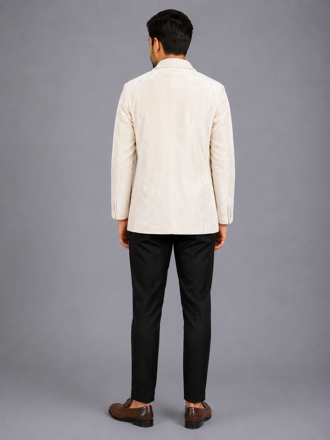 Off white Merry Christmas Embroidered Velvet Blazer