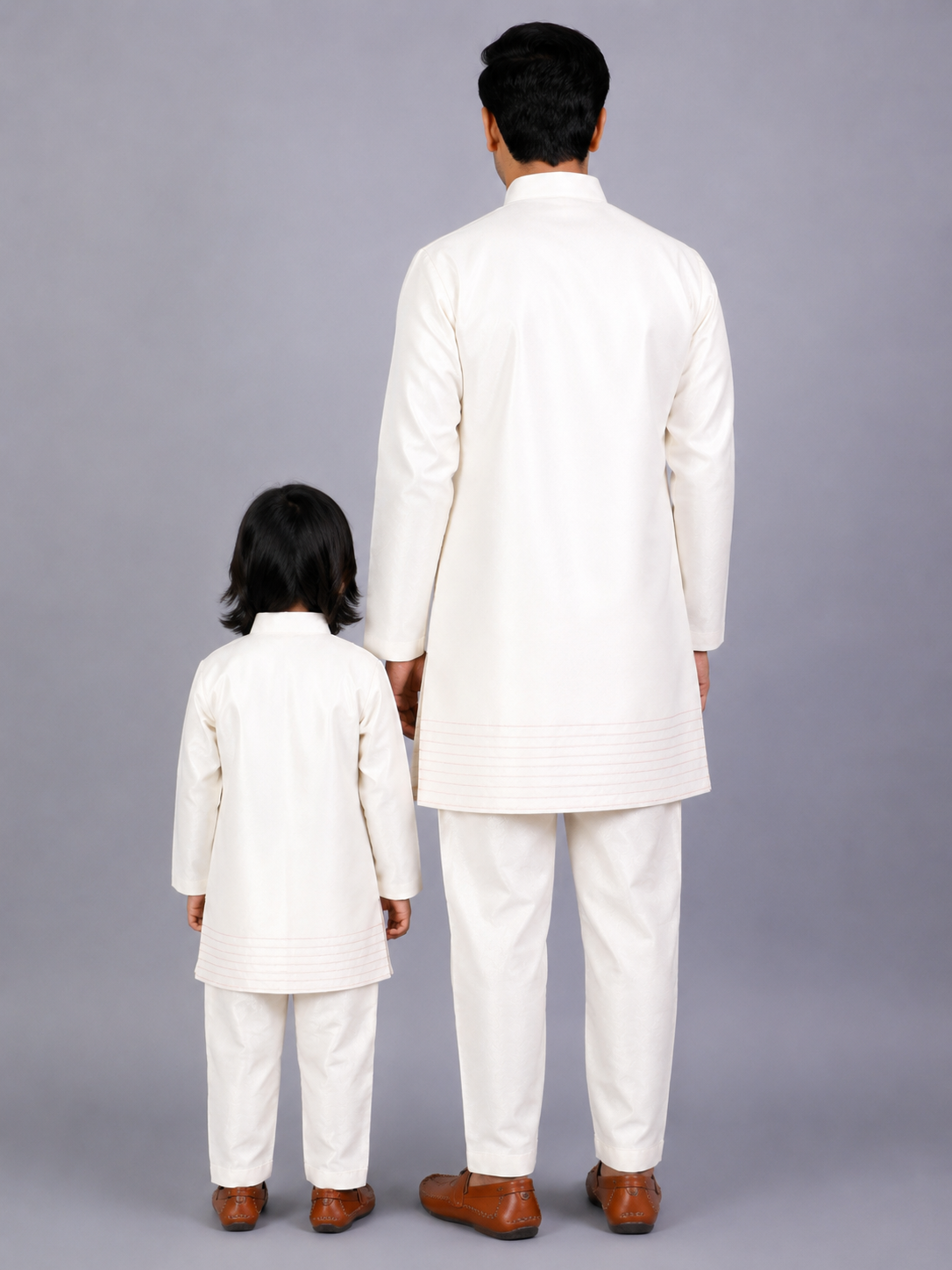 Offwhite Embroidered Silk Bandhgala with Silk Trousers