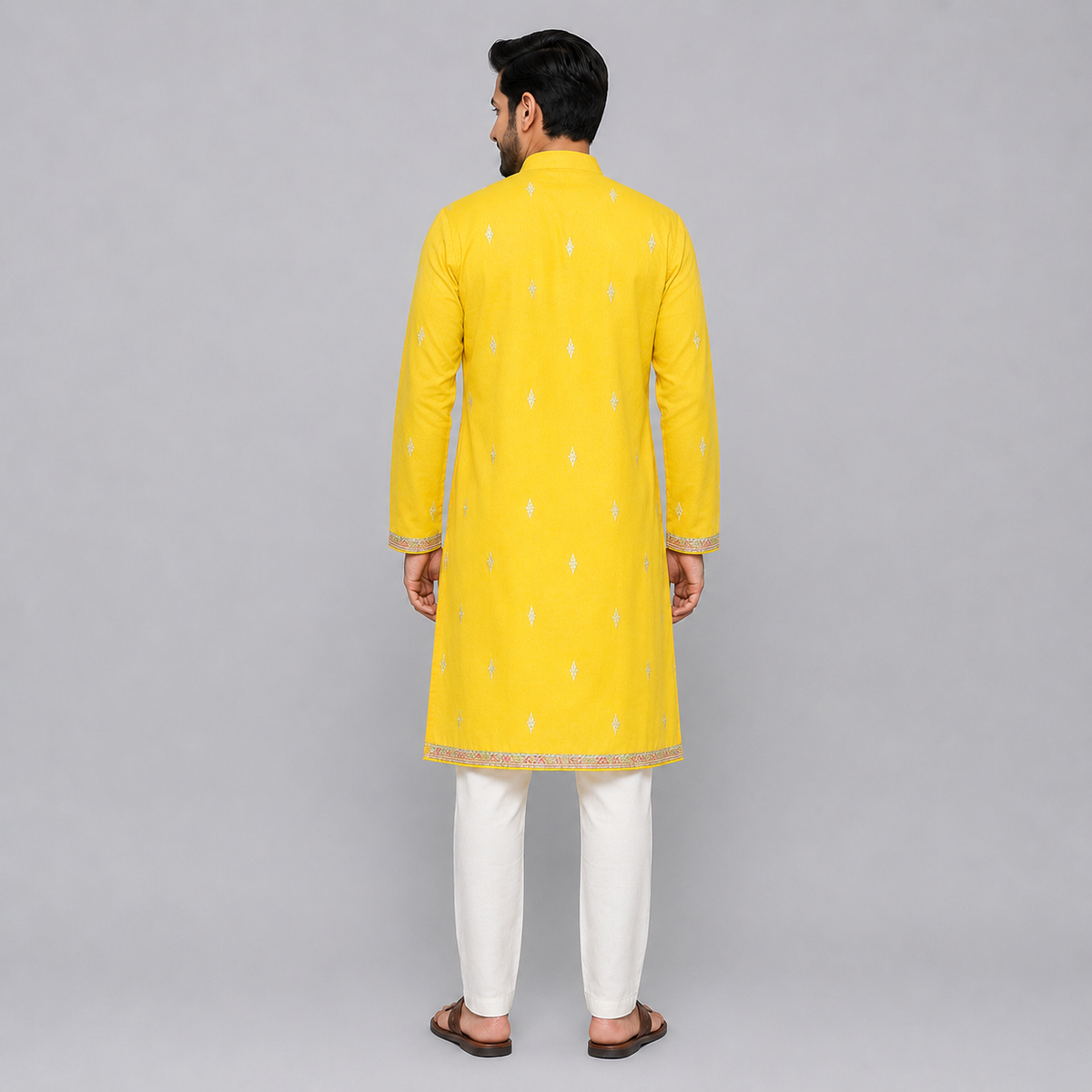 Yellow Laxmi Feet Kurta Pyjama set