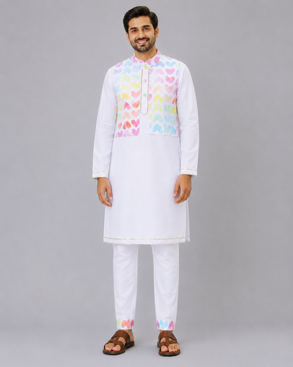 Heart Print Kurta Payjama set