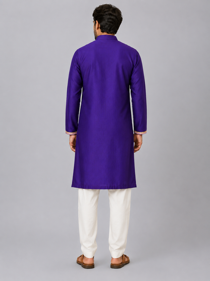 Purple Kurta with yoke embroidery kurta pyjama set