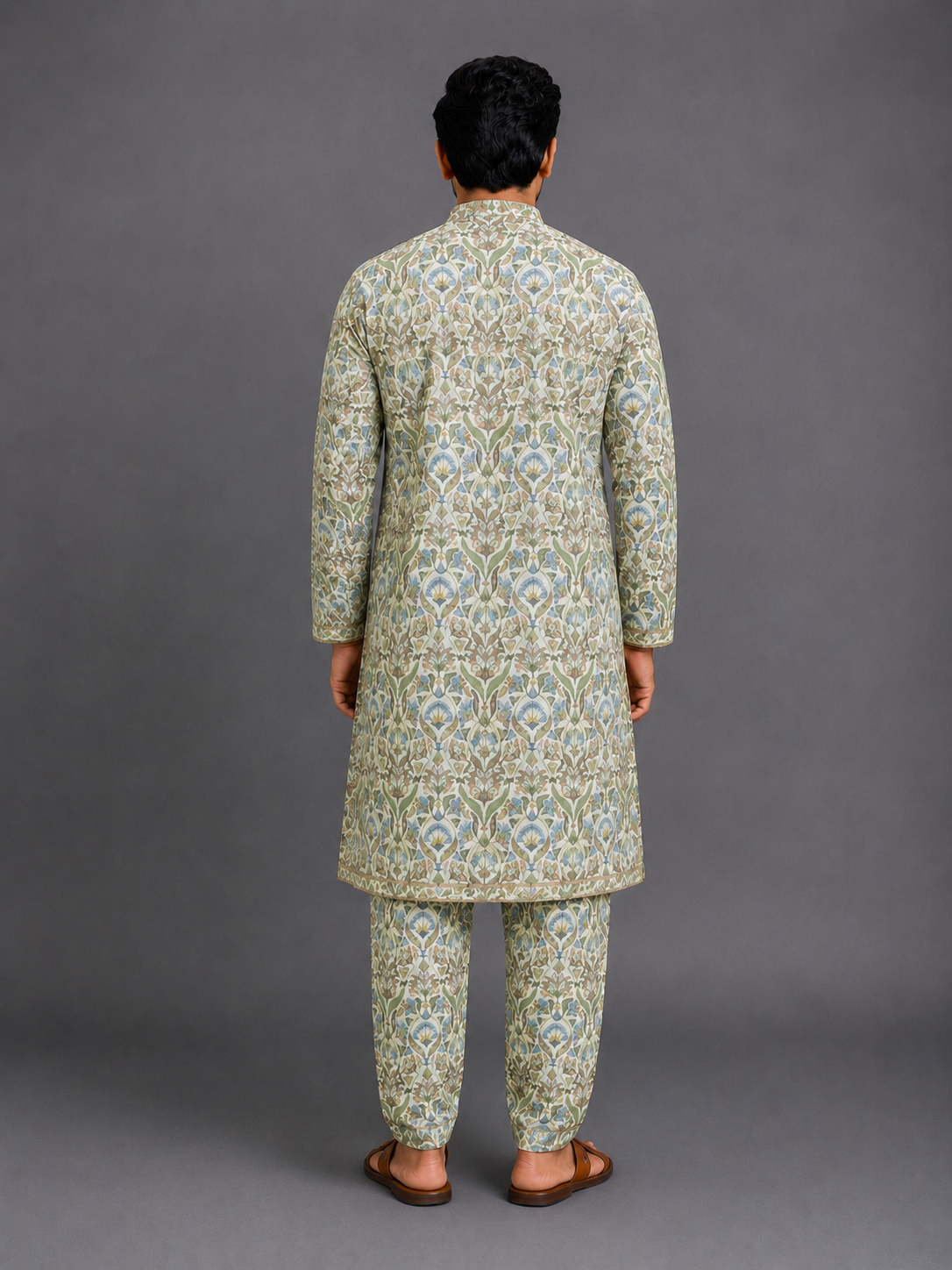 Floral Embroidered Multicolour Kurta With Matching Pyjama