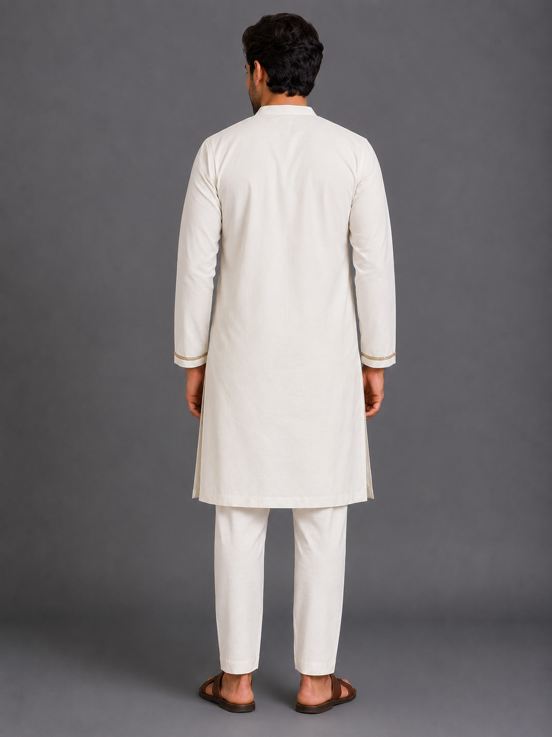 Two shades of Green Chanderi kurta set