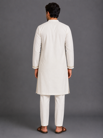 Two shades of Green Chanderi kurta set