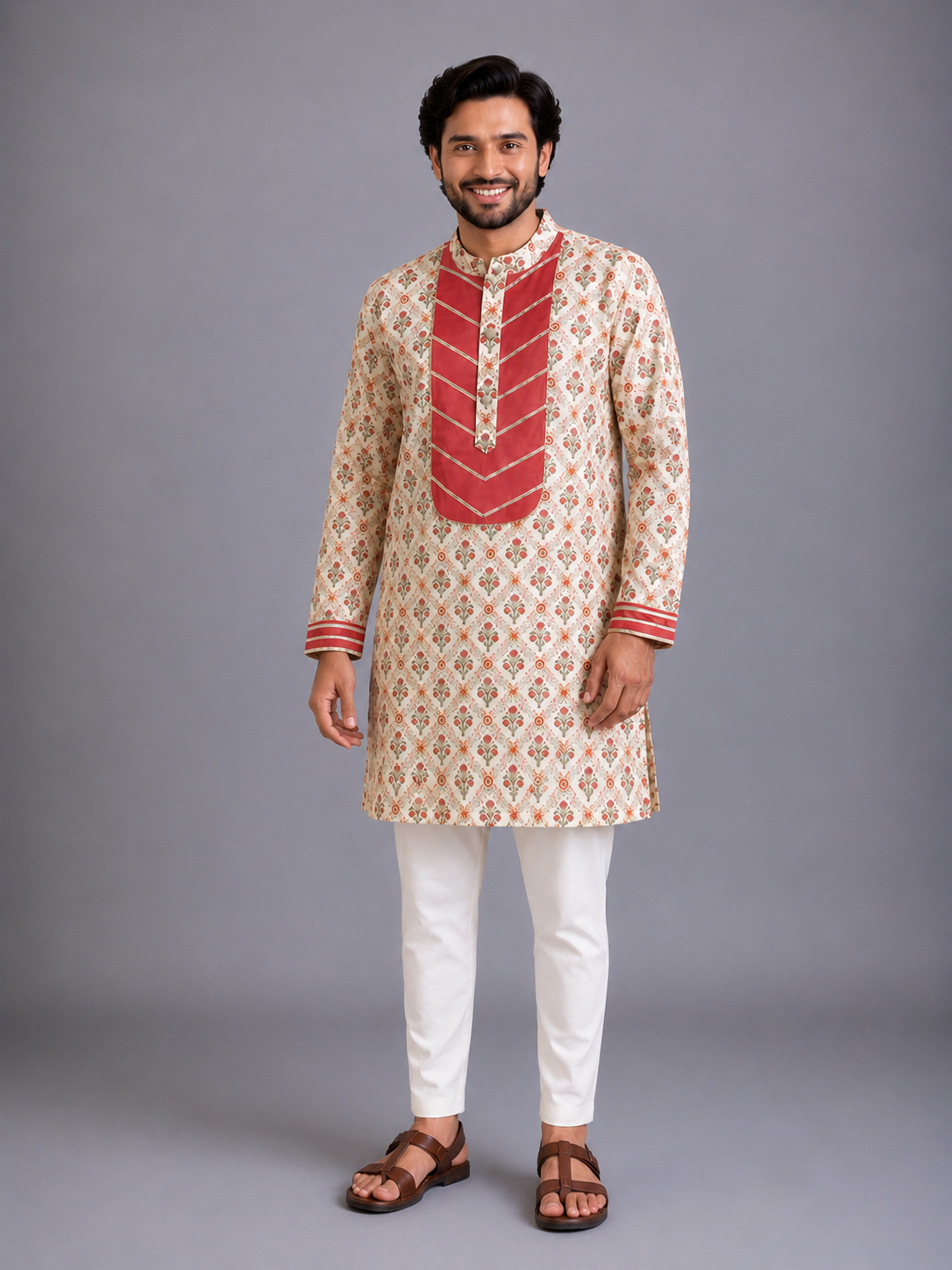 Coral Printed Kurta Pyjama set